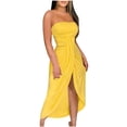 thumbnail image 2 of CEHVOM Robe Longue d'Été Unie Sans Bretelles pour Femme, Robe Fendue de Plage, Robe de Fête et de Boîte de Nuit, 2 of 5