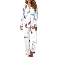 thumbnail image 2 of MeetoTime Pyjama d'Automne pour Femme, Ensemble 2 Pcs, Haut à Manches Longues Boutonné et Pantalon, Tenue de Nuit, 2 of 7