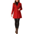 thumbnail image 2 of INSPIRE CHIC Manteau pour Femme Couleur Unie Revers Cranté Simple Boutonnage Caban d'Hiver Rouge G, 2 of 6