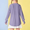 thumbnail image 4 of Girls Fall Shirts & Blouses Children Long Sleeve Crew Neck Loose Solid Color Purple Going Out Fall Tops for 3-4 Years, 4 of 8