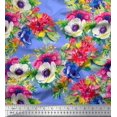 thumbnail image 1 of Soimoi Rayon Tissu Feuilles, Lotus & Anémone Imprimé Floral 1 Yard 42 Inch Wide, 1 of 3