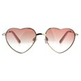 thumbnail image 3 of Womens Heart Shape Chain Arm Metal Rim 70s Sunglasses Gold Pink, 3 of 4