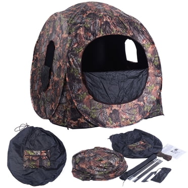 Costway Aveugle de Chasse Portable Escamotable au Sol, Enceinte Camouflage Résistante aux Intempéries