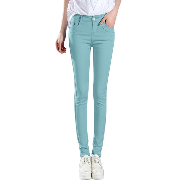 Kcodviy Women High Rise Jean Women Pants for Work Casual Classic Solid Color Ankle Women Business Casual Pants Petite Jeans Casual Regular Tight Crop Pants for Women Casual Summer Fitting Jeans
