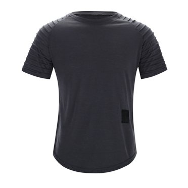 LUOGENLI Male T-shirts for Mens Men's Muscle T Shirt Pleated Raglan Sleeve Bodybuilding Gym Tee Short Sleeve Fashion Workout Shirts Hipster Shirt Mens T-shirts Graphic Tees Summer Clothes Grey XXL