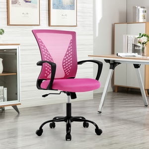 NiamVelo Ergonomic Office Chair Mid Back Mesh Desk Chair Adjustable Computer Chair with Lumbar Support & Armrest, Pink
