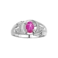 thumbnail image 1 of RYLOS Men's Rings Sterling Silver Rings Classic Designer Style 8X6MM Oval Gemstone & Diamond Ring Star Ruby July Birthstone Rings For Men Size 8, 1 of 7