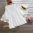 thumbnail image 2 of IROINID Discount Ladies Long Sleeve T Shirts Solid Color Button T-shirt Blouse Round Neck Lounge Tops,White, 2 of 8
