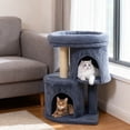 thumbnail image 4 of Costway 26" Small Cat Tree with Large Padded Plush Perch, 2 Condos, Sisal Scratching Posts Dark Gray, 4 of 10