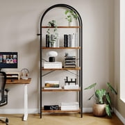 QinaQin 71-Inch Metal Frame Tall Book Shelves with Arched Design Modern Freestanding Open Display Shelving Unit for Living Room or Office