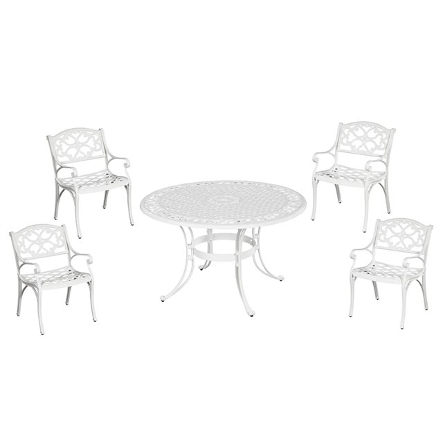 Homestyles Sanibel Aluminum 5 Piece Outdoor Dining Set in White