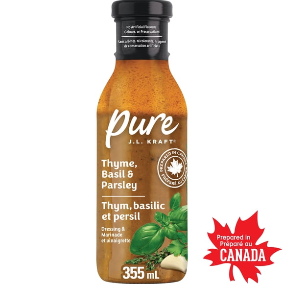 J.L. KRAFT Pure Thyme, Basil & Parsley Dressing & Marinade, 355 mL Bottle
