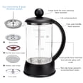thumbnail image 3 of Easyworkz Eclipse French Press 12 oz Coffee Tea Maker with Borosilicate Glass, 3 of 8