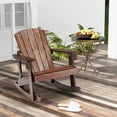 thumbnail image 3 of Gymax Kid Adirondack Rocking Chair Outdoor Solid Wood Slatted seat Backrest Coffee, 3 of 9