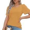 thumbnail image 4 of Meichang T-Shirts pour Femmes 2025 à Manches Courtes, Col Rond, Coupe Ample, Mode d'Été, T-Shirts à devant Plissé, T-Shirts Décontractés de Couleur Unie, 4 of 7