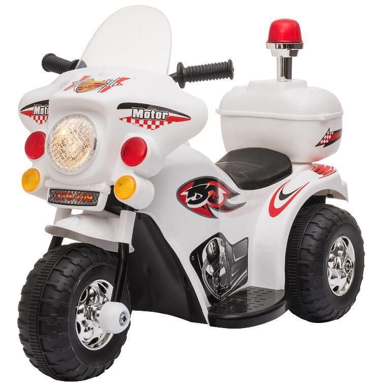 Aosom enfants moto électrique tour sur jouet 6V jouets électriques à piles pour 18-36 mois vieux avec musique légère boîte de rangement MP3 blanc
