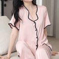 thumbnail image 4 of Ensemble de Pyjama Décontracté Imprimé pour Femmes, Manches Courtes et Pantalon Long, 4 of 8