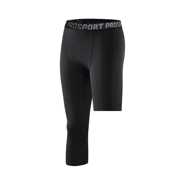 One Leg Compression Tights Full Length for Basketball Single Leg Long Pants Sports Base Layer Leggings Black L