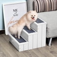 thumbnail image 2 of PawHut Pet Steps 3-Step Dog Stairs for Small Dogs Cats and Wooden Ramp with Storage Box Carpet Tread, White, 2 of 9