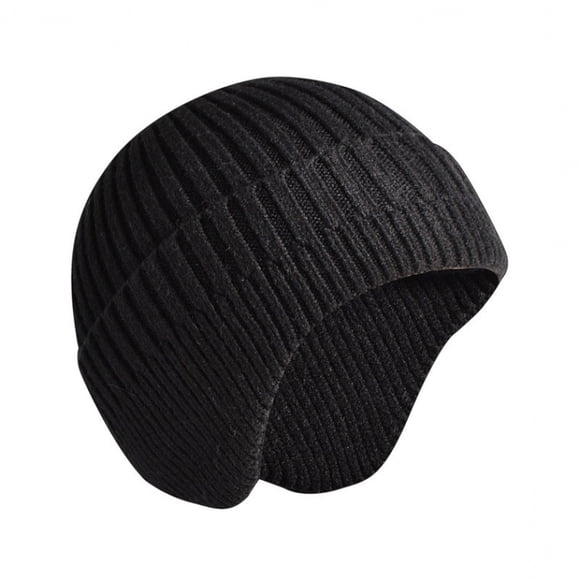 RXIRUCGD Men's And Women's Same Style Solid Color Winter Warm Ear Cap Knitted Sports Hat( Black )