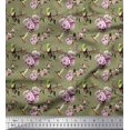 thumbnail image 1 of Soimoi Modal Satin Fabric Hummingbird,Leaves & Rose Floral Print Fabric by Yard 42 Inch Wide, 1 of 3