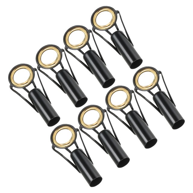 Unique Bargains Kit de Réparation d'Embout de Canne à Pêche en Acier Inoxydable 8,5 mm, Guide d'Anneau de Canne de Remplacement, Doré, Lot de 8