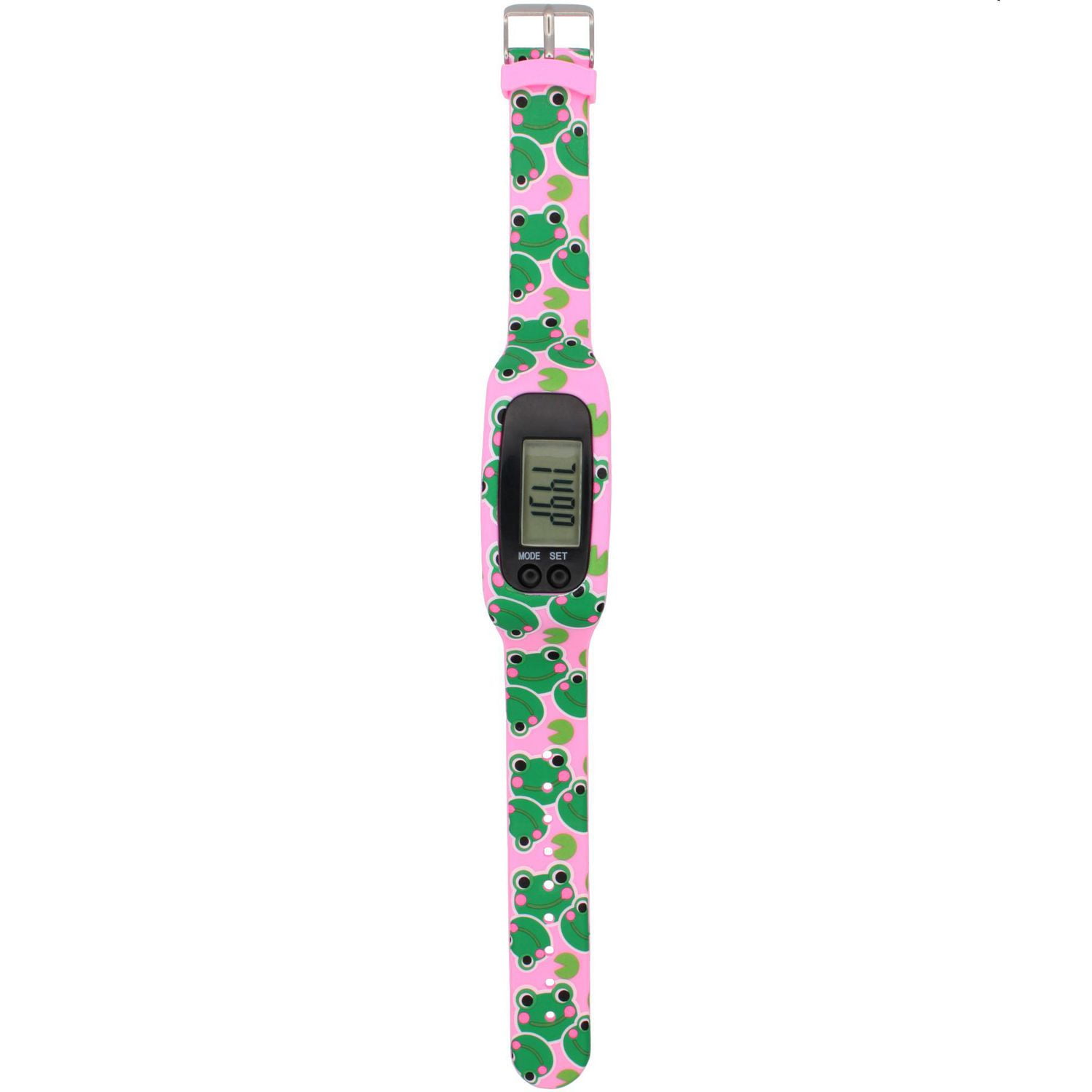 Montre Podomètre Numérique pour Enfants – Motif Grenouille Rose & Vert