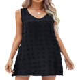 thumbnail image 1 of Femmes Casual en Vrac Fluide Mini Robe V Cou Sans Manches Suisse Point Volants de Plage Robes Courtes avec Poches Bleu XL, 1 of 5