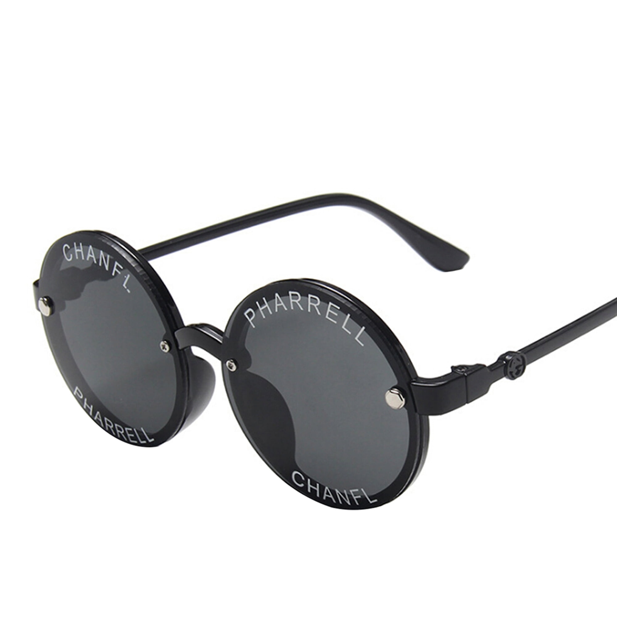 Kmbangi Children's Sunglasses with Round Letters Printed Clear Wear Resistant Sunglasses