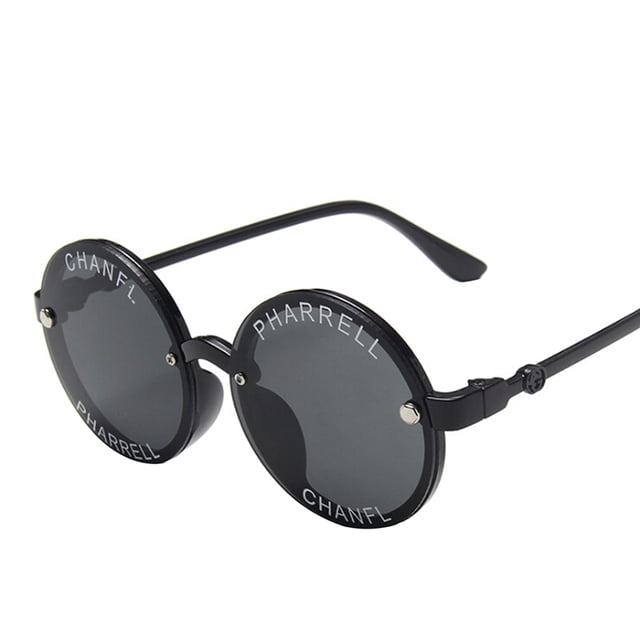 Kmbangi Children's Sunglasses with Round Letters Printed Clear Wear Resistant Sunglasses
