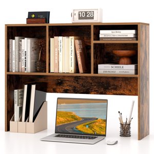 Costway Bibliothèque de bureau d'ordinateur de comptoir de stockage Bookshelf 4 Cafés
