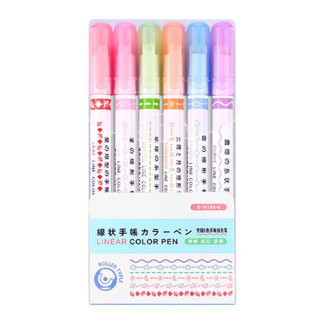 weibbin 6 Different Curved Shapes Nib Outline Pen Dry Pen Color Emphasis Graffiti Pen 5ml
