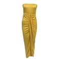 thumbnail image 3 of CEHVOM Robe Longue d'Été Unie Sans Bretelles pour Femme, Robe Fendue de Plage, Robe de Fête et de Boîte de Nuit, 3 of 5