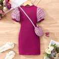 thumbnail image 4 of RXIRUCGD Robe Légère à Manches Courtes à Bulles Col Rond Couleur Unie pour Filles Petites et Moyennes (Rouge, Taille: 3 Ans), 4 of 7