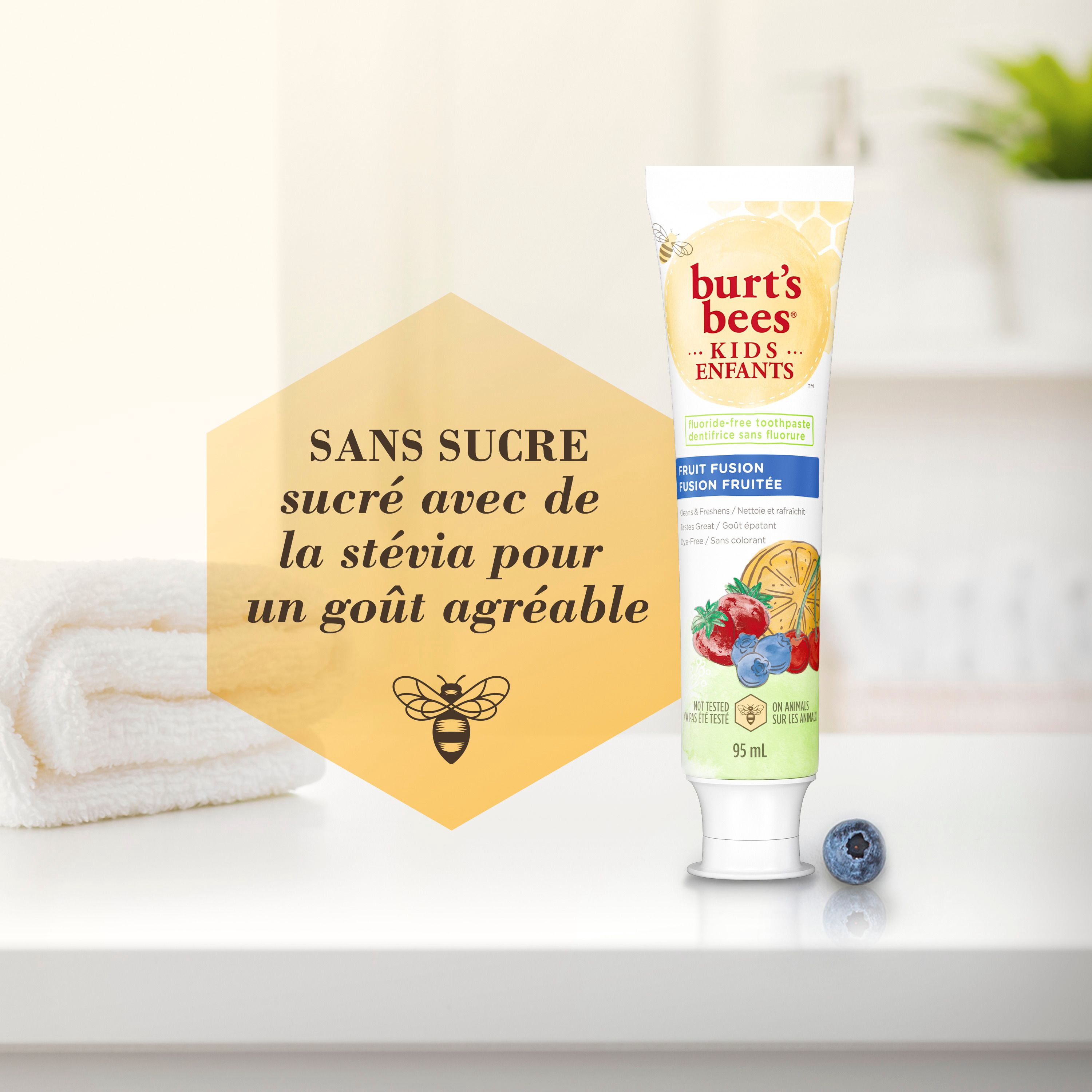 Burt's Bees Dentifrice pour Enfants, Sans Fluorure, Fusion Fruitée95ml