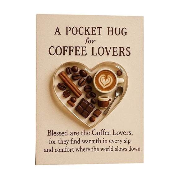 Coffee Themed Heart-Shaped Wall Pocket Decor | Kitchen Decor for Coffee Lovers | Gift Card Holder & Small Item Organizer | Modern Home Decor Accessory