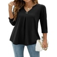 thumbnail image 1 of Blouses à Manches 3/4 Col en V pour Femmes Chemise Boutonnée Printemps Ample Décontractée Mode Urbaine, 1 of 6