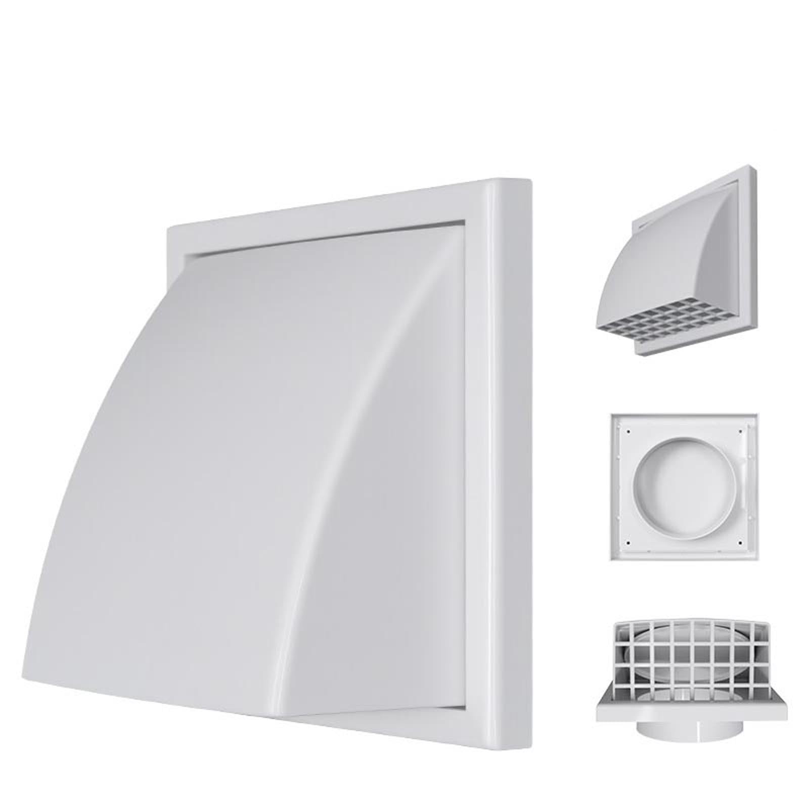 MTBLYS Exhaust Vents Exterior Walls Rain Proof Ventilation Caps Air Hoods with Valves 1 Pack Wall Exhaust Ducting for Kitchen Bathroom Garage Hvac