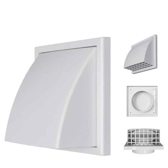 Kadlawus Couvercle d'Évent d'Évacuation Extérieur Mural Imperméable Capuchon de Ventilation Capot d'Air Conduites d'Air avec Valves pour Maison Sécheuse Salle de Bain Cuisine