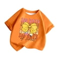 thumbnail image 4 of LUOGENLI T-Shirt pour Filles Enfants Mode Décontractée Imprimé Col Rond Ample Manches Courtes T-Shirt Haut Maxi Chemises pour Filles 2025 Villégiature Orange 6-7 Ans, 4 of 5