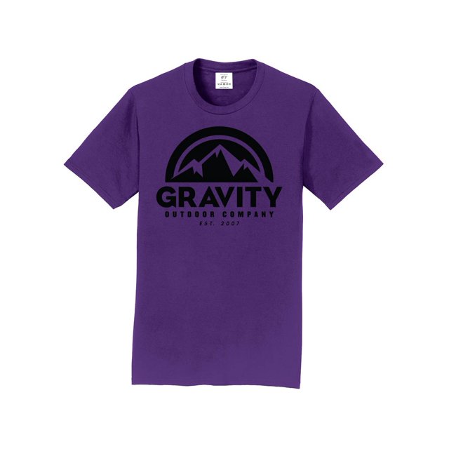 Gravity Outdoor Co. T-Shirt à Manches Courtes - Violet d'Équipe - Logo Noir - 3TG