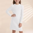 thumbnail image 2 of HXWCHs Robe à Manches Longues Filles Coupe Ajustée Robe Moulante Hiver Chaude Extensible Col Roulé Manches Longues Tenue Décontractée pour Tout-Petits et Enfants avec Doux Blanc 8-9 Ans, 2 of 5