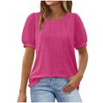 thumbnail image 1 of Timegard Hauts pour Femmes Col Rond Manches Courtes en Maille Bouffante Confortable Été Décontracté Ample Chemise Haut Blouse, 1 of 5