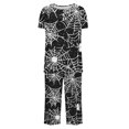 thumbnail image 4 of Jamicy Pyjama Noir pour Femmes Mode Décontractée Ample Doux Imprimé Col Rond à Boutons Ensemble de Pyjama Capri pour Femmes Pyjama d'Halloween, 4 of 4