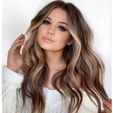 XIAQUJ Fiber High Temperature Silk Wig for Women with Gradient Brown Dyeing Medium Length Curly Hair Cover Suitable for Women's Wigs Blonde Wig Brown