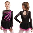 thumbnail image 1 of TiaoBug Robe de Patinage Artistique en Maille Élégante pour Filles avec Strass Manches Longues Robe Tutu de Danse Ballet Rose Vif 8, 1 of 7
