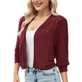 thumbnail image 2 of Erwazi Cropped Cardigan Sweaters for Women 3/4 Sleeve Fall Trendy Open Front Lightweight Short Cardigans, 2 of 7