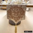 thumbnail image 2 of Le HomeCentric Chemin de Table décoratif Damas 14 x 60 po Zardozi et pompons - Ou Lin, 2 of 10