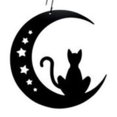 thumbnail image 1 of Village Wrought Iron HOS-292 Chat & Lune - Silhouette Suspendue Décorative, 1 of 1