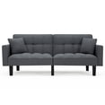 thumbnail image 2 of AVAWING 74" Modern Convertible Futon Sofa Bed, Linen Tufted Upholstered Accent Couch, Adult, Grey, 2 of 8